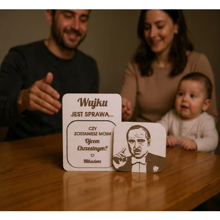 Piękna prośba o zostanie ojcem chrzestnym magnes w kopercie kraftowej